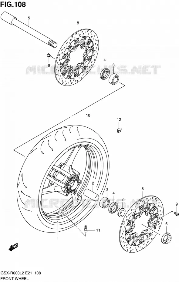 ROUE AVANT (GSX-R600L2 E24) Suzuki MOTO 600 GSX-R 2012  GSX-R600L2(E21)