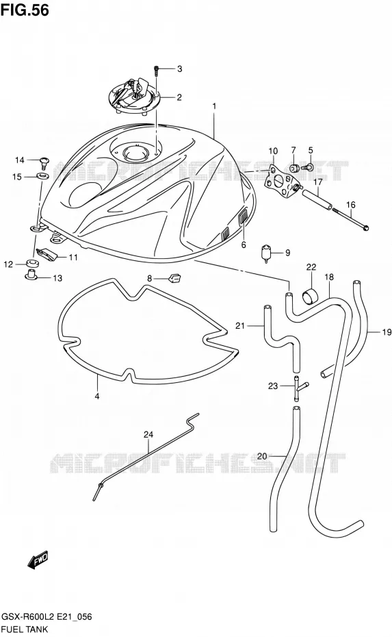 RESERVOIR D'ESSENCE (GSX-R600UFL2 E21) Suzuki MOTO 600 GSX-R 2012  GSX-R600L2(E24)