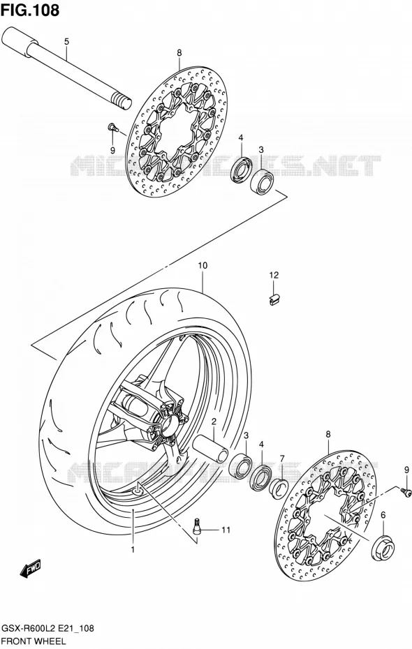 ROUE AVANT (GSX-R600L2 E24) Suzuki MOTO 600 GSX-R 2012  GSX-R600L2(E24)