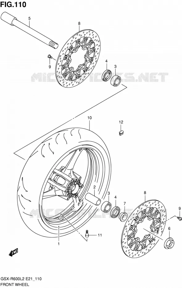 ROUE AVANT (GSX-R600UFL2 E21) Suzuki MOTO 600 GSX-R 2012  GSX-R600L2(E24)