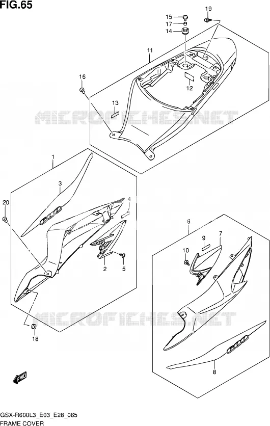 CARENAGES ARRIERE (AGQ) Suzuki MOTO 600 GSX-R 2013  GSX-R600 L3 (E03,E28,E33)