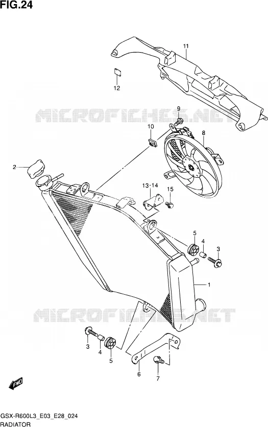 RADIATEUR (GSX-R600L3 E33) Suzuki MOTO 600 GSX-R 2013  GSX-R600 L3 (E03,E28,E33)