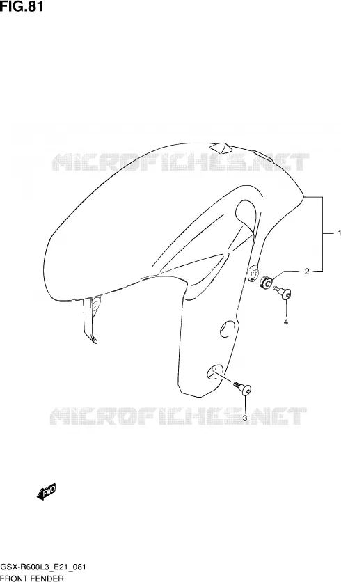 GARDE BOUE AVANT (GSX-R600UFL3 E21) Suzuki MOTO 600 GSX-R 2013  GSX-R600 L3 (E21)