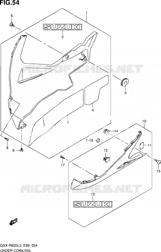CARENAGES INFERIEUR (FLANCS) Suzuki MOTO 600 GSX-R 2013  GSX-R600 L3 (E99)