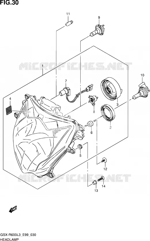 PHARE (WITHOUT REFLECTOR) Suzuki MOTO 600 GSX-R 2013  GSX-R600 L3 (E99)