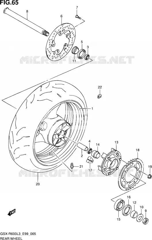 ROUE ARRIERE Suzuki MOTO 600 GSX-R 2013  GSX-R600 L3 (E99)