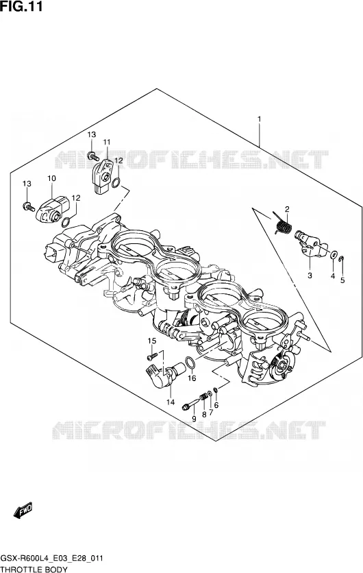 CORPS DE PAPILLON (GSX-R600L4 E03) Suzuki MOTO 600 GSX-R 2014  GSX-R600 L4 (E03,E28,E33)