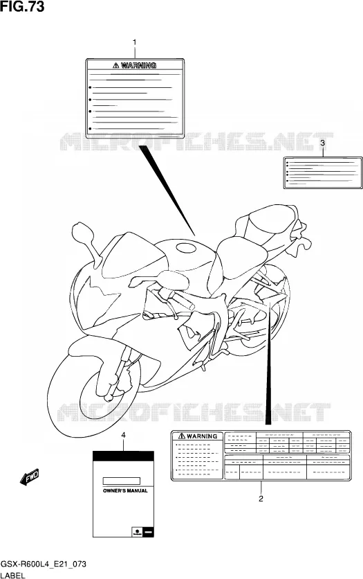 ETIQUETTE (GSX-R600UEL4 E21) Suzuki MOTO 600 GSX-R 2014  GSX-R600 L4 (E21)