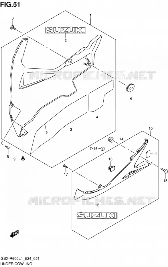 CARENAGES INFERIEUR (FLANCS) Suzuki MOTO 600 GSX-R 2014  GSX-R600 L4 (E24)