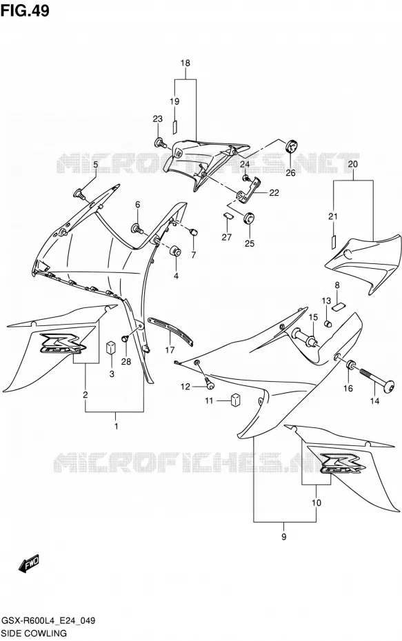 FLANCS DE CARENAGES (AGQ) Suzuki MOTO 600 GSX-R 2014  GSX-R600 L4 (E24)