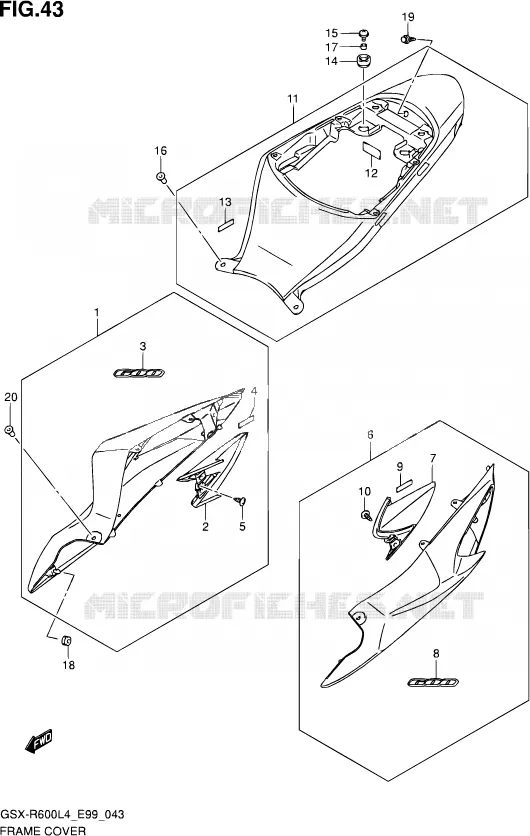 CARENAGES ARRIERE (AR5) Suzuki MOTO 600 GSX-R 2014  GSX-R600 L4 (E99)