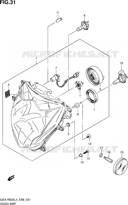 PHARE (WITH REFLECTOR) Suzuki MOTO 600 GSX-R 2014  GSX-R600 L4 (E99)