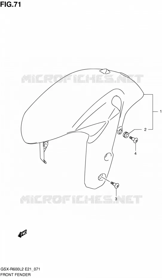 GARDE BOUE AVANT (GSX-R600UEL2 E21) Suzuki MOTO 600 GSX-R 2012  GSX-R600UEL2(E21)