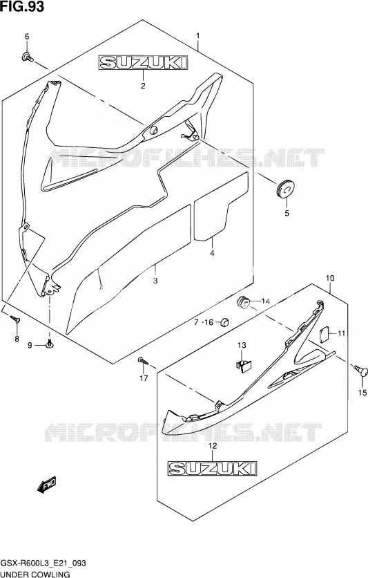 CARENAGES INFERIEUR (FLANCS) Suzuki MOTO 600 GSX-R 2013  GSX-R600UE L3 (E21)
