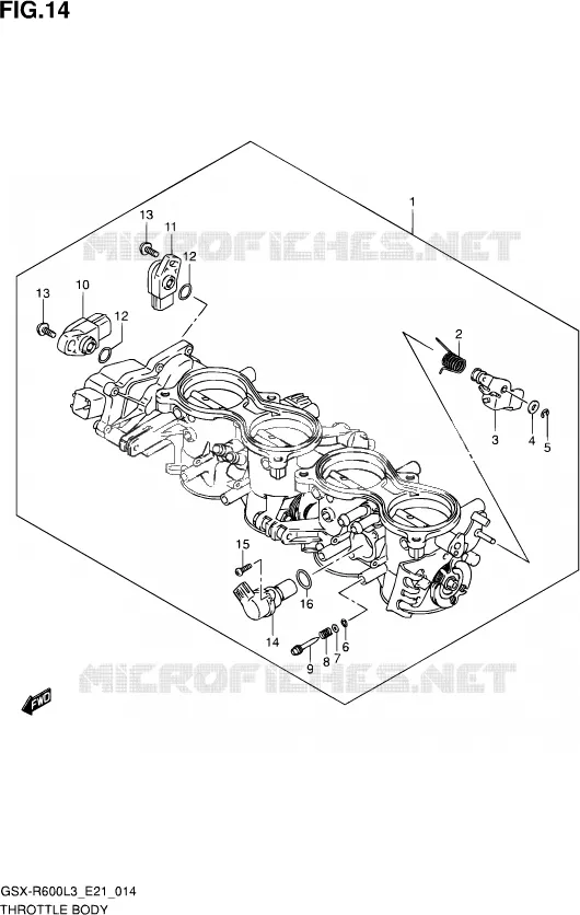 CORPS DE PAPILLON (GSX-R600UFL3 E21) Suzuki MOTO 600 GSX-R 2013  GSX-R600UE L3 (E21)