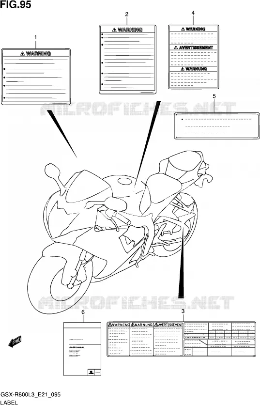 ETIQUETTE (GSX-R600L3 E24) Suzuki MOTO 600 GSX-R 2013  GSX-R600UE L3 (E21)