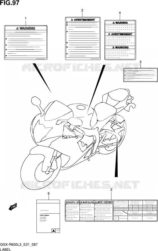ETIQUETTE (GSX-R600UFL3 E21) Suzuki MOTO 600 GSX-R 2013  GSX-R600UE L3 (E21)