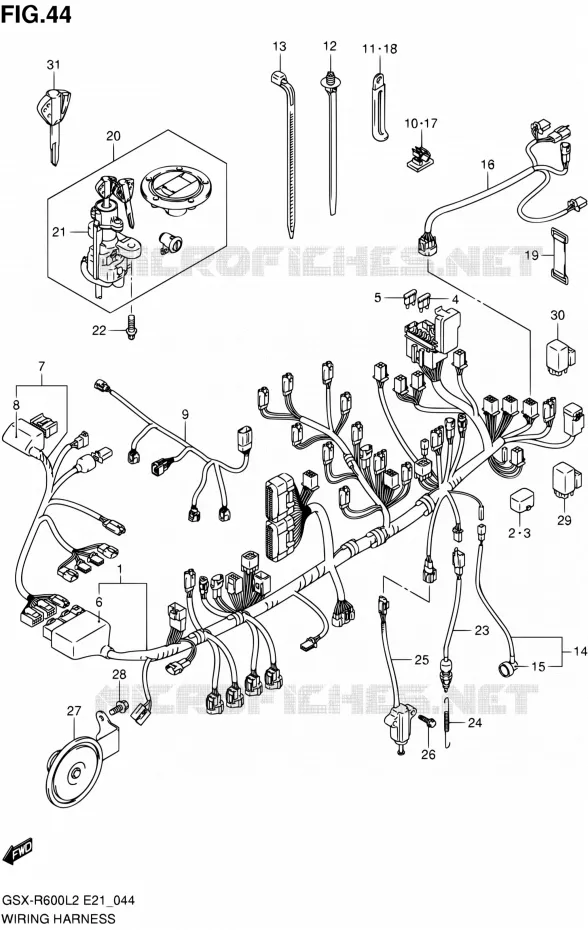 FAISCEAU ELECTRIQUE (GSX-R600UEL2 E21) Suzuki MOTO 600 GSX-R 2012  GSX-R600UFL2(E21)