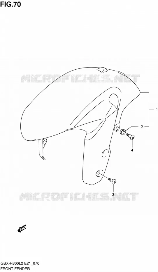 GARDE BOUE AVANT (GSX-R600L2 E24) Suzuki MOTO 600 GSX-R 2012  GSX-R600UFL2(E21)