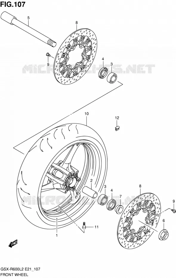 ROUE AVANT (GSX-R600L2 E21) Suzuki MOTO 600 GSX-R 2012  GSX-R600UFL2(E21)