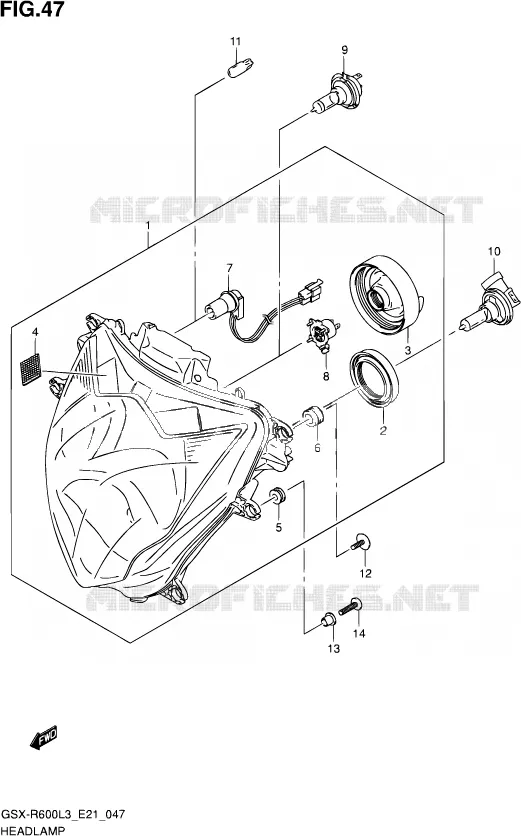 PHARE (GSX-R600UEL3 E21) Suzuki MOTO 600 GSX-R 2013  GSX-R600UF L3 (E21)