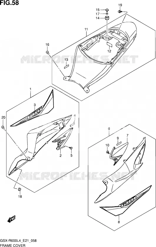 CARENAGES ARRIERE (AGQ) Suzuki MOTO 600 GSX-R 2014  GSX-R600UF L4 (E21)