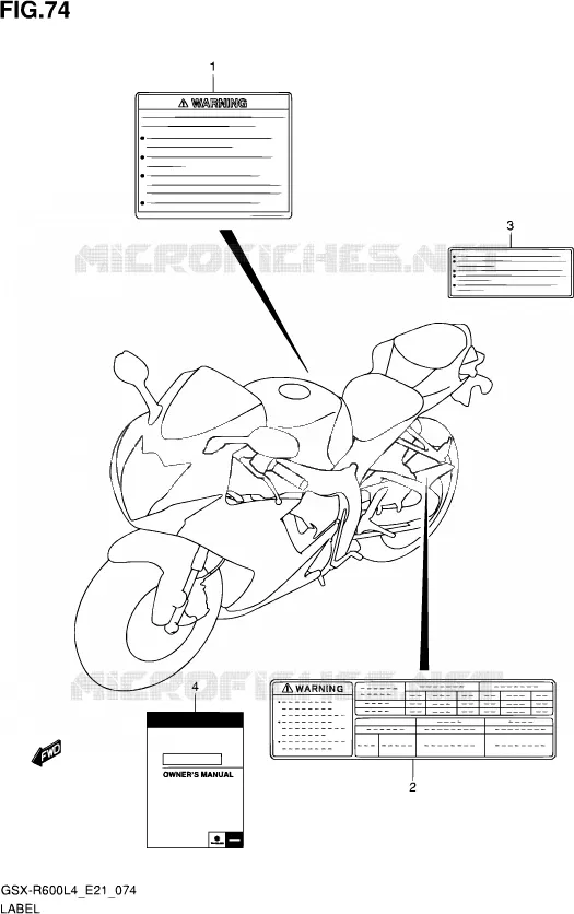 ETIQUETTE (GSX-R600UFL4 E21) Suzuki MOTO 600 GSX-R 2014  GSX-R600UF L4 (E21)