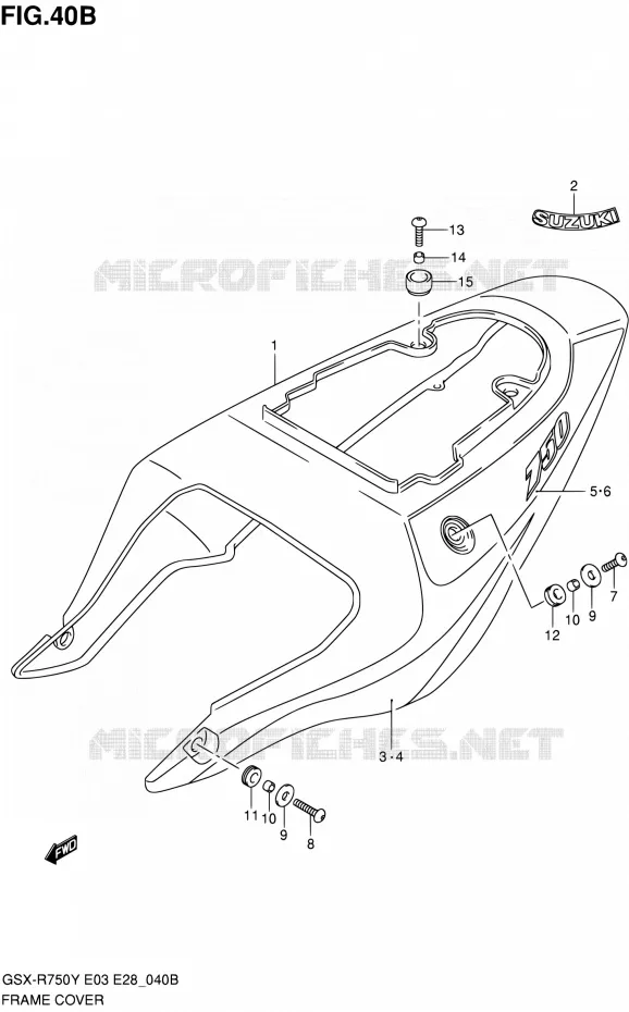 CARENAGES ARRIERE  (MODELE K2) Suzuki MOTO 750 GSX-R 2001  GSX-R750K1(E03,E28,E33)