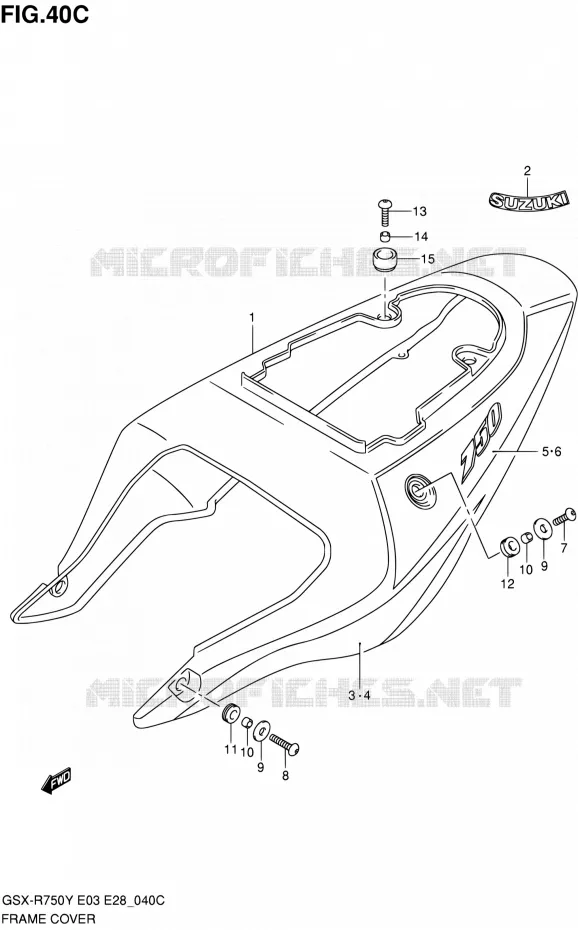 CARENAGES ARRIERE  (MODELE K3) Suzuki MOTO 750 GSX-R 2001  GSX-R750K1(E03,E28,E33)