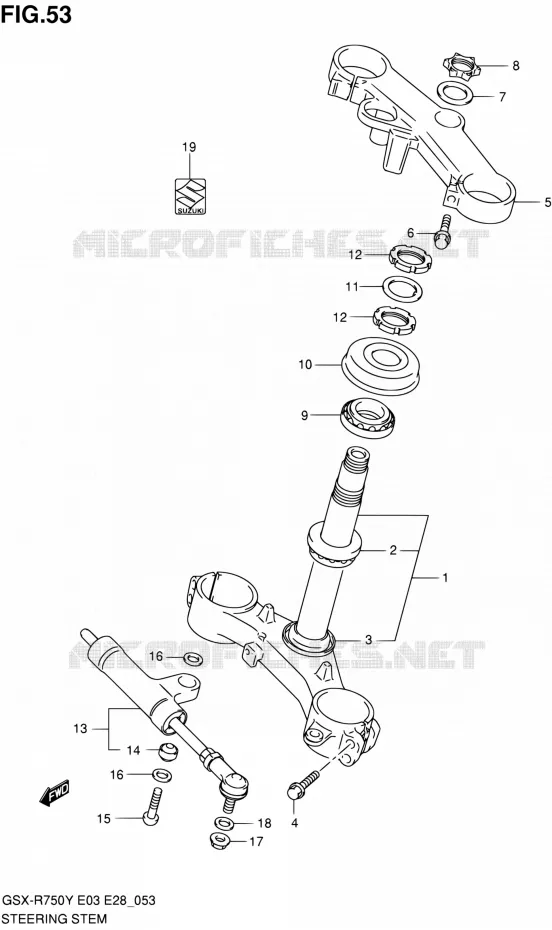 COLONNE DE DIRECTION Suzuki MOTO 750 GSX-R 2001  GSX-R750K1(E03,E28,E33)