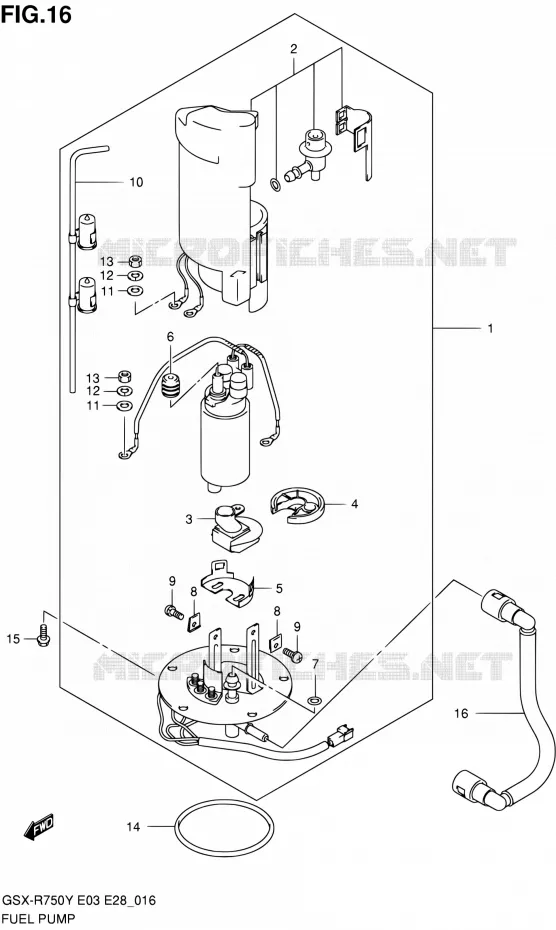 POMPE A ESSENCE (MODELE Y/K1) Suzuki MOTO 750 GSX-R 2001  GSX-R750K1(E03,E28,E33)