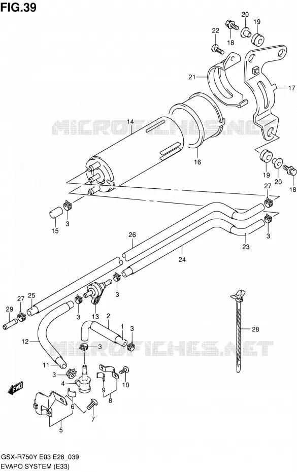 SYSTEME DE RECYCLAGE DES VAPEURS DE CARBURANT (E33) Suzuki MOTO 750 GSX-R 2001  GSX-R750K1(E03,E28,E33)