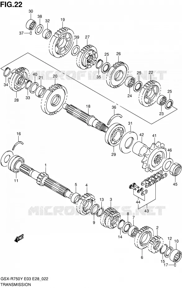 TRANSMISSION Suzuki MOTO 750 GSX-R 2001  GSX-R750K1(E03,E28,E33)