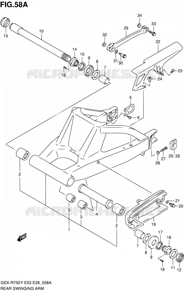 BRAS OSCILLANT ARRIERE (MODELE K2/K3) Suzuki MOTO 750 GSX-R 2002  GSX-R750K2(E03,E28,E33)
