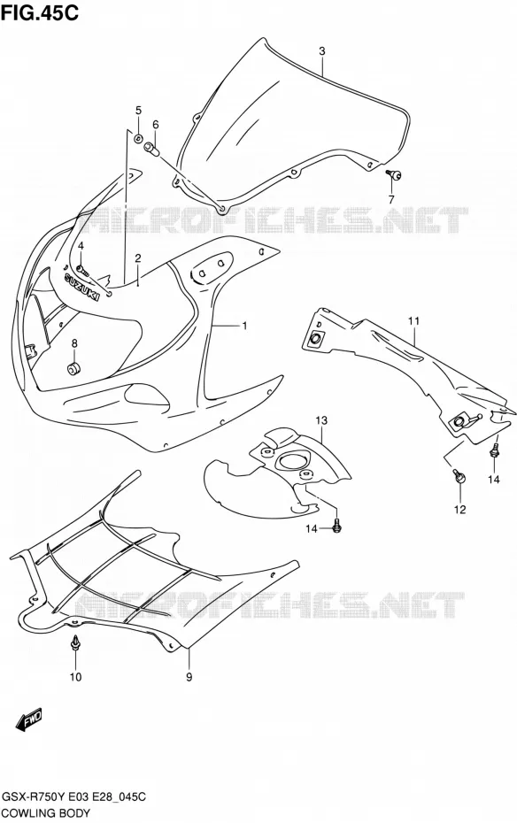 CARENAGES - ETIQUETTES (MODELE K3) Suzuki MOTO 750 GSX-R 2002  GSX-R750K2(E03,E28,E33)