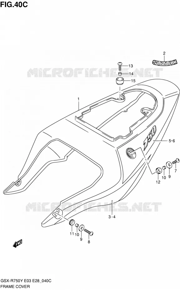 CARENAGES ARRIERE  (MODELE K3) Suzuki MOTO 750 GSX-R 2002  GSX-R750K2(E03,E28,E33)