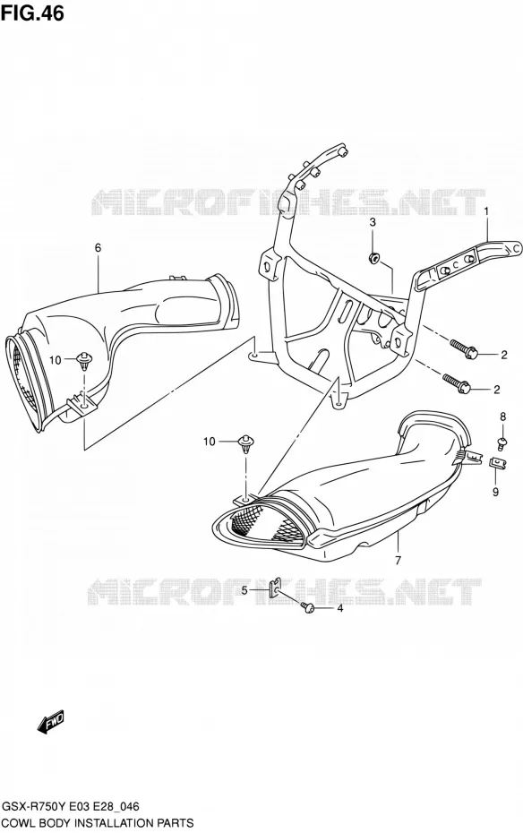 FLANCS DE CARENAGES Suzuki MOTO 750 GSX-R 2002  GSX-R750K2(E03,E28,E33)