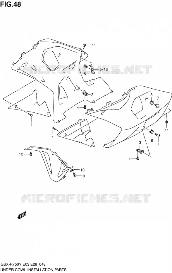 FLANCS DE CARENAGES Suzuki MOTO 750 GSX-R 2002  GSX-R750K2(E03,E28,E33)