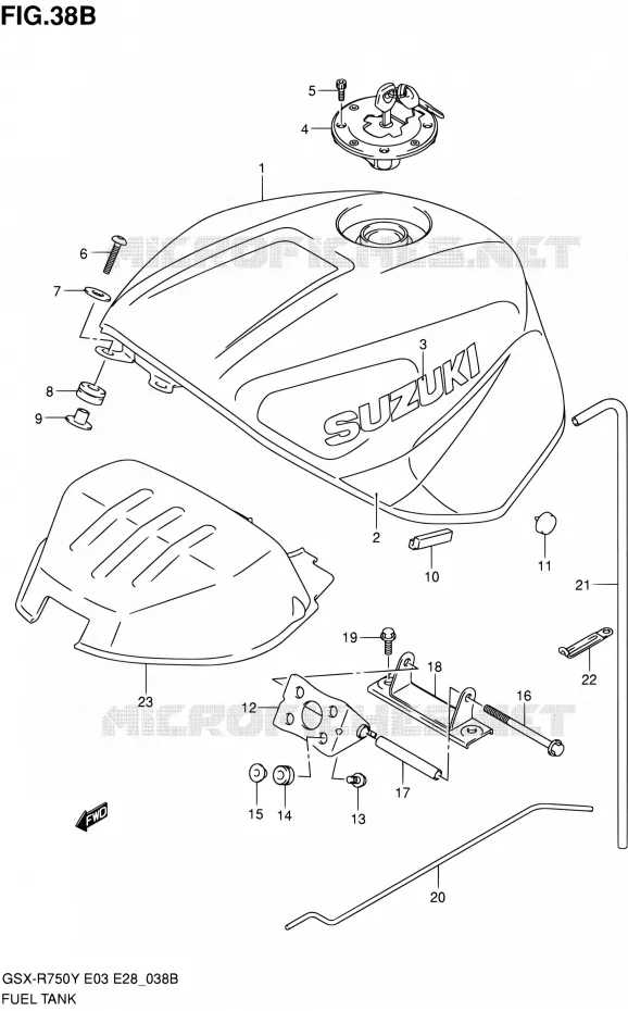 RESERVOIR D'ESSENCE (MODELE K2) Suzuki MOTO 750 GSX-R 2002  GSX-R750K2(E03,E28,E33)
