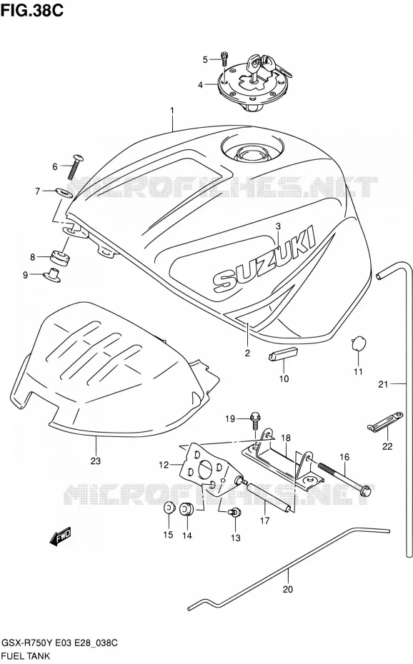 RESERVOIR D'ESSENCE (MODELE K3) Suzuki MOTO 750 GSX-R 2002  GSX-R750K2(E03,E28,E33)