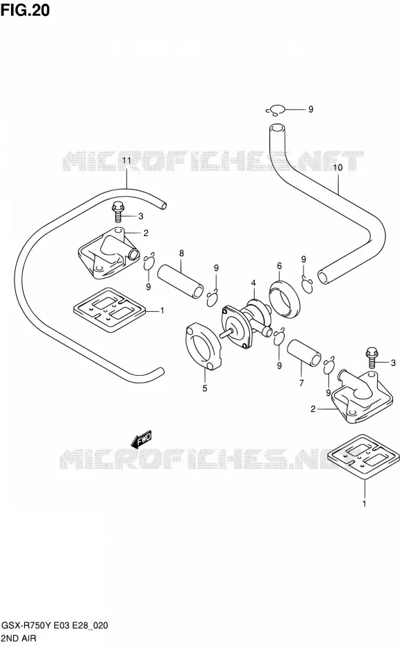 SYSTEME RECYCLAGE GAZ ECHAPPEMENT Suzuki MOTO 750 GSX-R 2002  GSX-R750K2(E03,E28,E33)