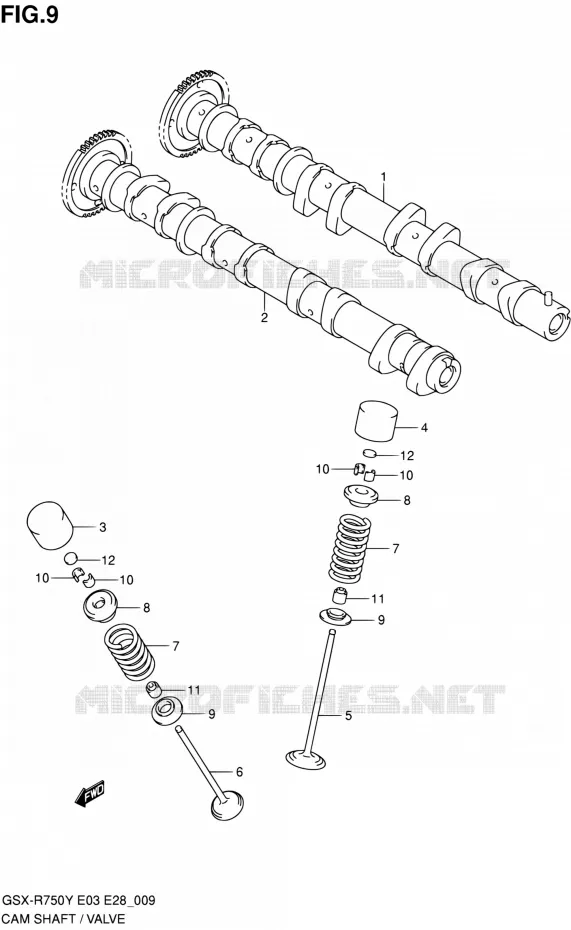 ARBRE A CAMES - VALVE Suzuki MOTO 750 GSX-R 2003  GSX-R750K3(E03,E28,E33)