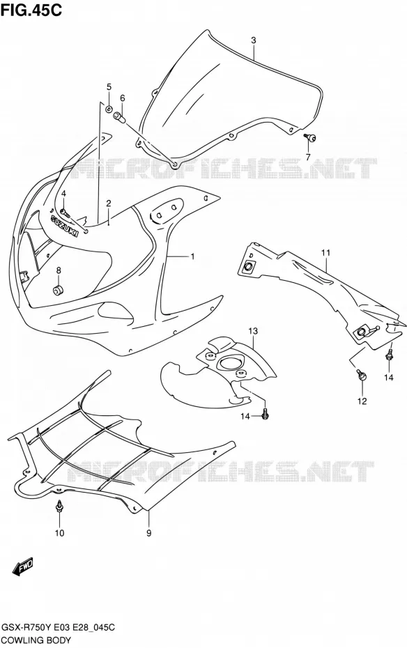CARENAGES - ETIQUETTES (MODELE K3) Suzuki MOTO 750 GSX-R 2003  GSX-R750K3(E03,E28,E33)