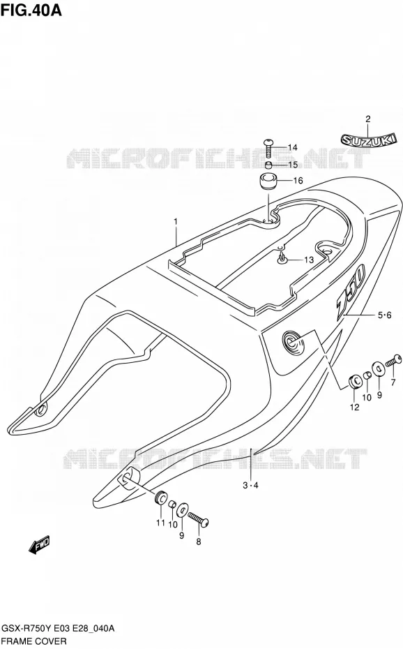 CARENAGES ARRIERE  (MODELE K1) Suzuki MOTO 750 GSX-R 2003  GSX-R750K3(E03,E28,E33)