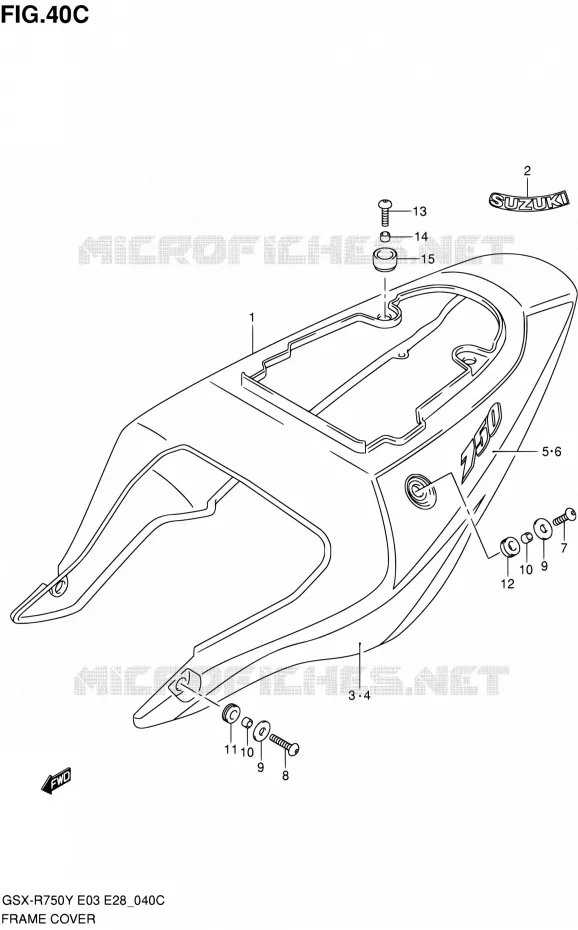 CARENAGES ARRIERE  (MODELE K3) Suzuki MOTO 750 GSX-R 2003  GSX-R750K3(E03,E28,E33)