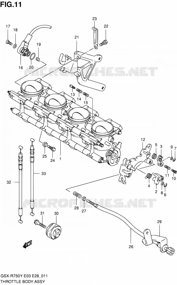 CORPS DE PAPILLON (MODELE Y) Suzuki MOTO 750 GSX-R 2003  GSX-R750K3(E03,E28,E33)
