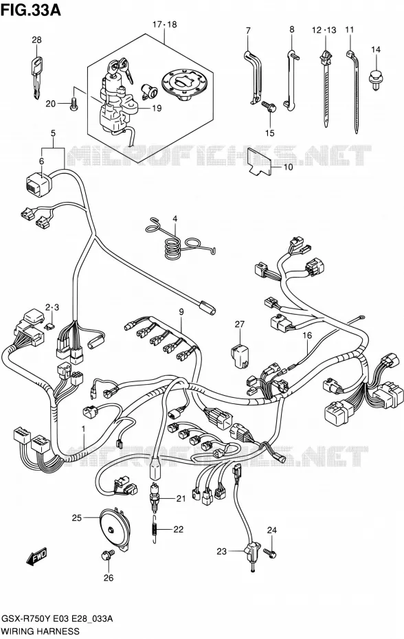 FAISCEAU ELECTRIQUE (MODELE K2) Suzuki MOTO 750 GSX-R 2003  GSX-R750K3(E03,E28,E33)