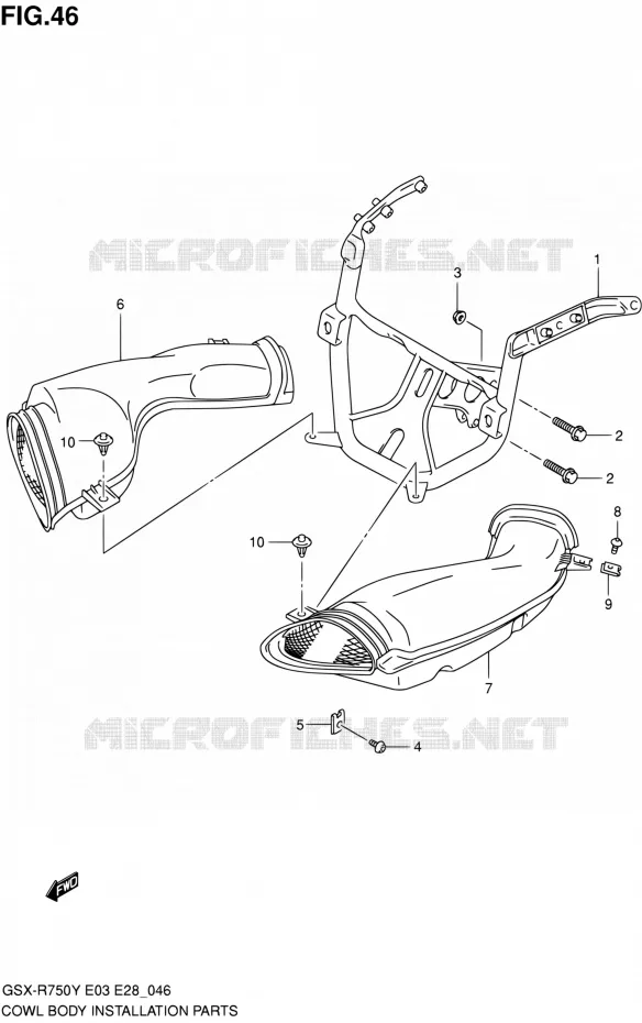 FLANCS DE CARENAGES Suzuki MOTO 750 GSX-R 2003  GSX-R750K3(E03,E28,E33)