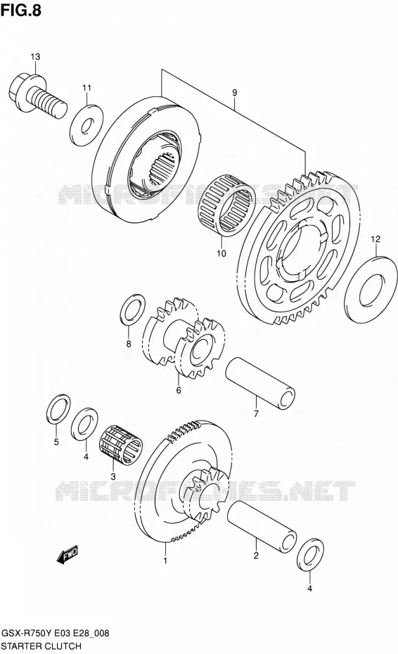 ROUE LIBRE DE DEMARREUR Suzuki MOTO 750 GSX-R 2003  GSX-R750K3(E03,E28,E33)