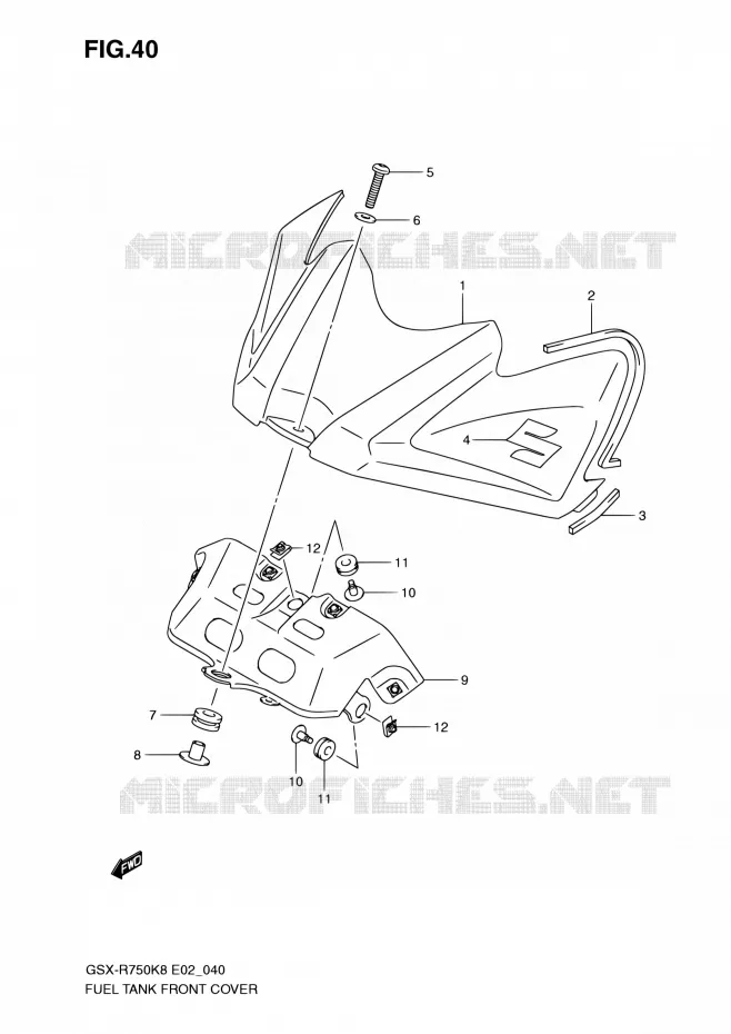COUVRE RESERVOIR (MODEL K8) Suzuki MOTO 750 GSX-R 2008  GSX-R750 K8 (E02,E19)